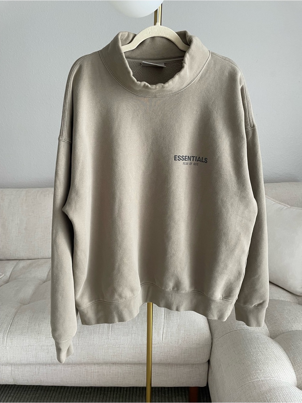 Essentials Fear of God Pullover Mock Neck Sweatshirt Beige Tan